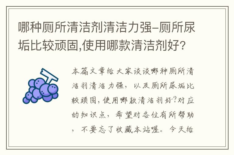 哪种厕所清洁剂清洁力强-厕所尿垢比较顽固,使用哪款清洁剂好?