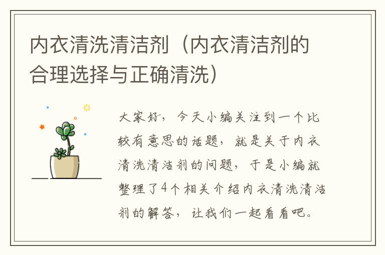 内衣清洗清洁剂（内衣清洁剂的合理选择与正确清洗）