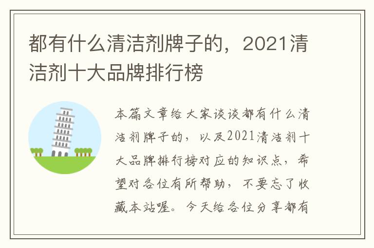 都有什么清洁剂牌子的，2021清洁剂十大品牌排行榜