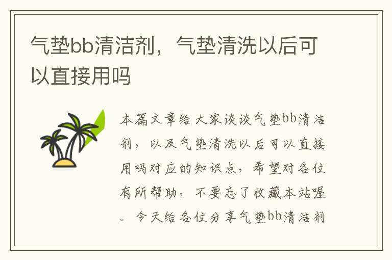 气垫bb清洁剂，气垫清洗以后可以直接用吗