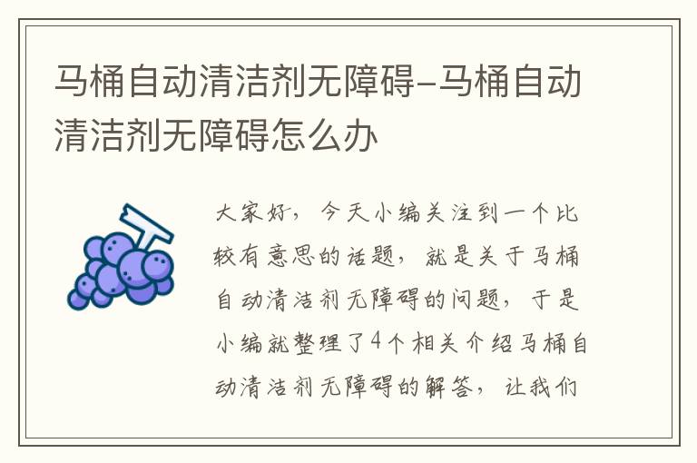 马桶自动清洁剂无障碍-马桶自动清洁剂无障碍怎么办