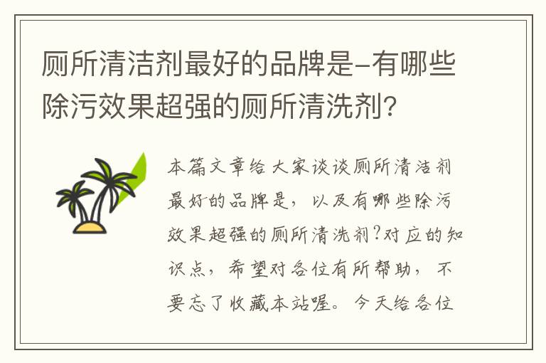 厕所清洁剂最好的品牌是-有哪些除污效果超强的厕所清洗剂?