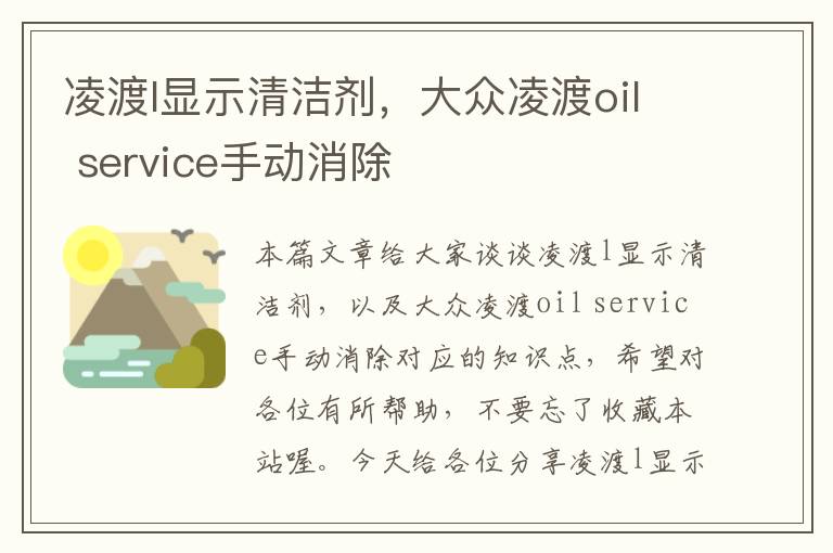 凌渡l显示清洁剂，大众凌渡oil service手动消除