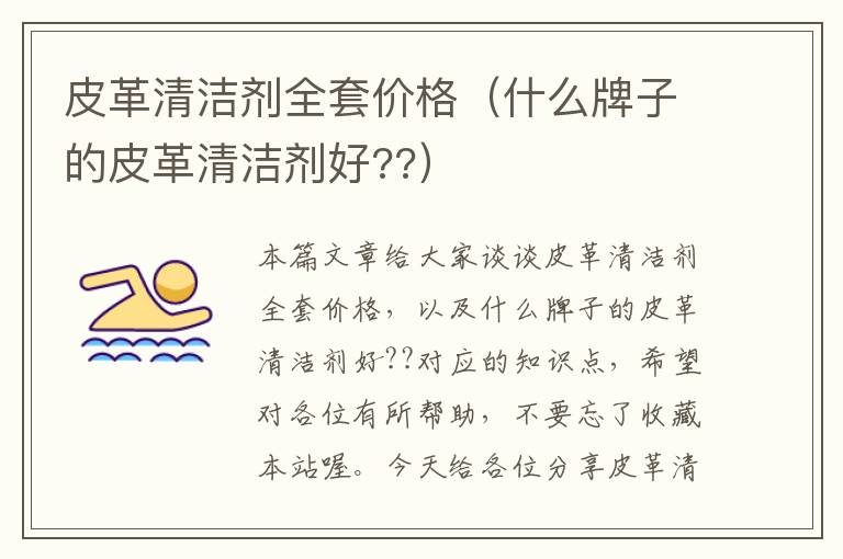 皮革清洁剂全套价格（什么牌子的皮革清洁剂好??）