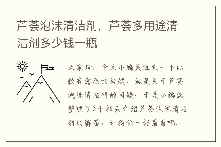 芦荟泡沫清洁剂，芦荟多用途清洁剂多少钱一瓶