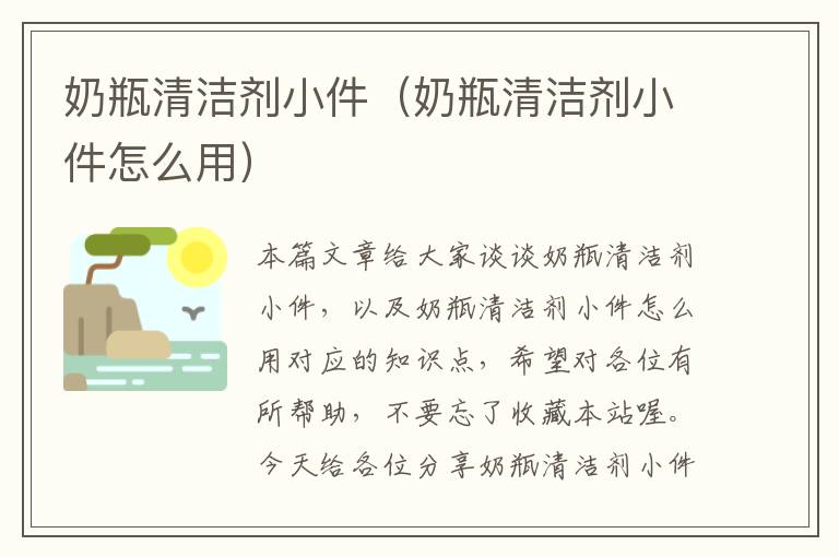 奶瓶清洁剂小件（奶瓶清洁剂小件怎么用）